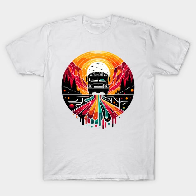 Silhouette Of A School Bus T-Shirt by Vehicles-Art